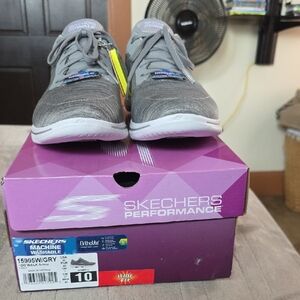 Skechers Gray Knit Lace-Up Casual Sneakers